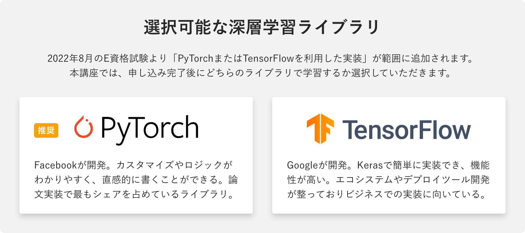 選択可能な深層学習ライブラリ:PyTorch,TensorFlow